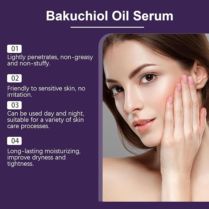 ARCHIDATE Organic Bakuchiol Oil, Natural Bakuchiol Oil for Face, Reduce Fine Lines & Wrinkles, Improve Dullness Roughness, Moisturizing Skin, Lightweight Suitable for all Skin Types
