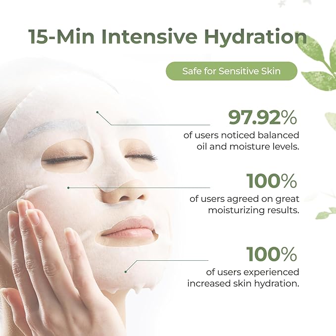 CHANDO HIMALAYA Thamnolia Fresh Hydration Mask (26mlx5PCS) - Balancing Skin's Oil & Hydrating Face Mask for All Skin Types, Paraben-Free, Alcohol Free