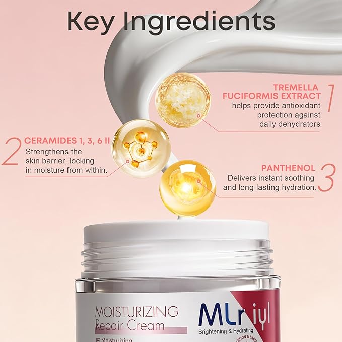 Barrier Repair Face Moisturizer for Dry & Sensitive Skin, Intense Daily Face Cream with Triple Ceramides, Tallow & Ectoin, Deep Hydrating Facial Lotion, Non-Comedogenic & Fragrance Free 1.06 OZ