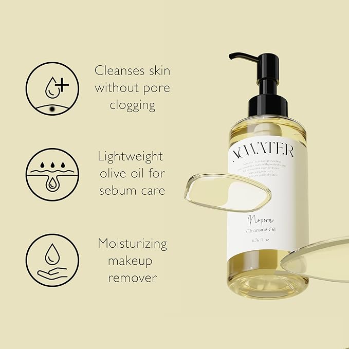 NOWATER No Pore Cleansing Oil | Makeup Cleansing Oil | Pore Cleansing, Blackheads Removal | Olive Oil, Tea Tree, Squalane | Korean Skin Care for face (6.76 fl.oz)