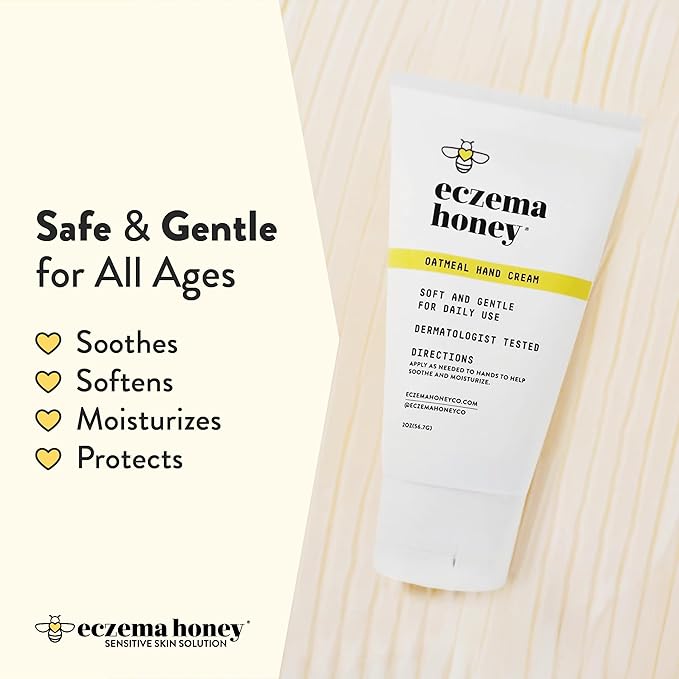 ECZEMA HONEY Oatmeal Hand Cream - Natural Hand & Body Lotion for Eczema Rash Relief - Eczema Cream for Dry, Itchy, Sensitive, & Irritable Skin (2 Oz) (Pack of 2)