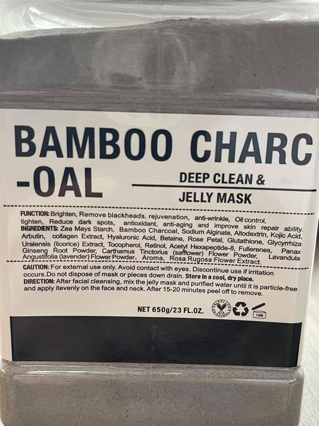 Vajacial Hydro Jelly Mask Powder for Face, Jelly Mask for Facials Professional, Jelly Facial Mask for Teens and Women. Jelly face mask. (Bamboo Charcoal)