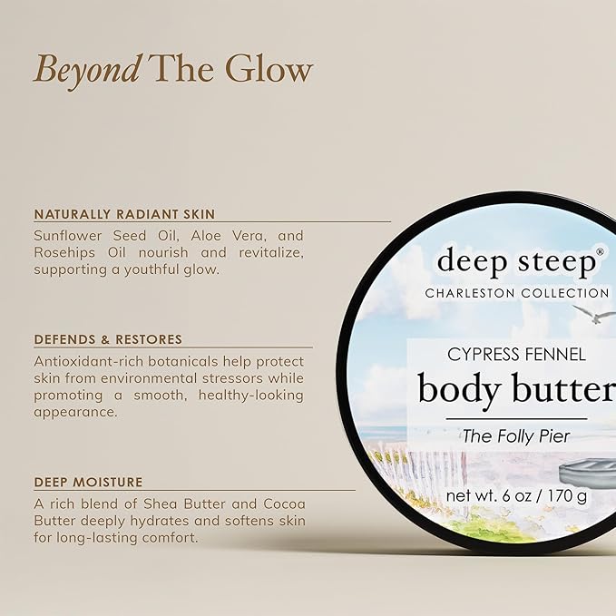 Deep Steep Body Butter, 6 oz – Rich Moisturizer with Ceramides, Coconut Oil, Argan Oil & Aloe Vera – Vegan, Clean Beauty, Smooth & Hydrated Skin (6 Ounces, Peach Praline)