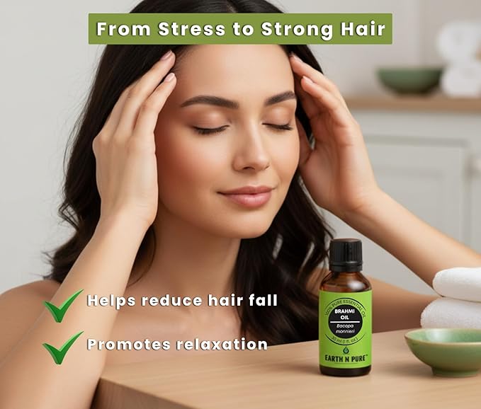 Earth N Pure Brahmi Oil for Hair, Cold Pressed, Natural and Therapeutic Grade with Glass Dropper - 50 ML