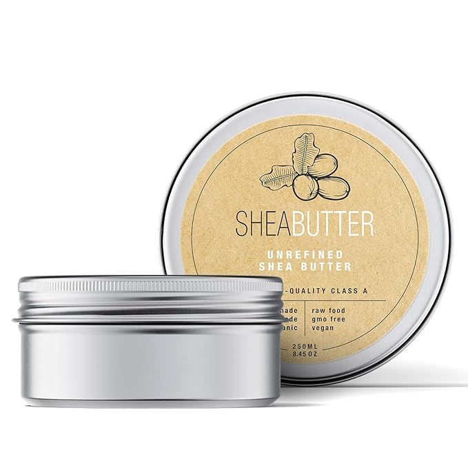 SHEABUTTER Premium Raw and Unrefined Shea Butter - Pure Organic Handmade African Shea Butter, Deep Hydration and Skin Moisturizer for Dry Skin, Hair, Face, and Body (8.5 oz)