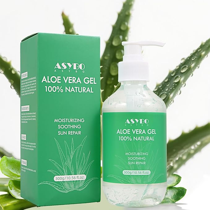 Aloe Vera Gel 300 ml – 100% Natural Pure Aloe Vera for Face Body Hair, Soothing and Nourishing Moisturising Aloe Cream for Dry Skin, Sunburn, Acne, After Sun Lotion