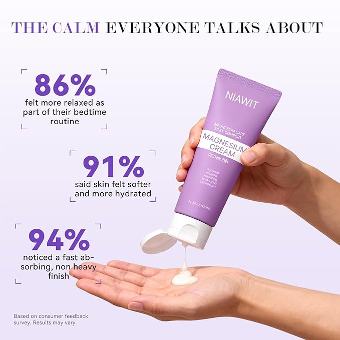 Magnesium Cream – Restful Sweet Sleep + Muscle Relaxation for Legs, Feet & Arms | Hydrating Body Cream with Magnesium & Shea Butter to Smooth Skin, Calm Gentle Formula 125 ml