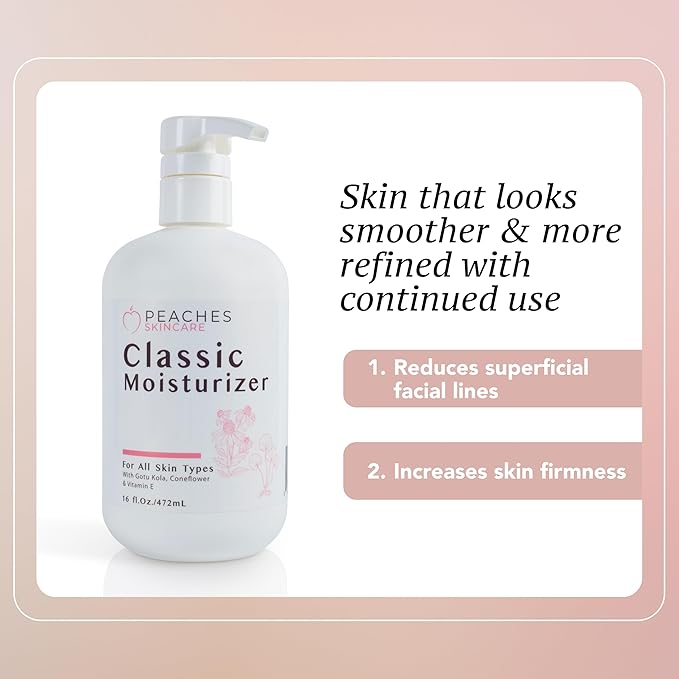 Hydrating Vegan Moisturizer with Vitamin E, Gotu Kola, and Pineapple – Age-Defying Face Cream for All Skin Types – Classic Moisturizer (16 oz)