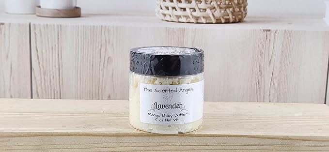 TSA Handmade Whipped Mango Lavender Body Butter Cream, Luxury Body Lotion for Dry Skin, Daily Moisturizing Shea Butter, Sunflower Oil, Mothers, Fathers, Women, Men, Teens, 1.5 oz Jar