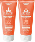 Hempz Daily Body Sunscreen SPF 30, Sweet Pineapple and Honeymelon, Reef Safe, Vegan, Dermatologist Tested, 6 oz (Pack of 2)