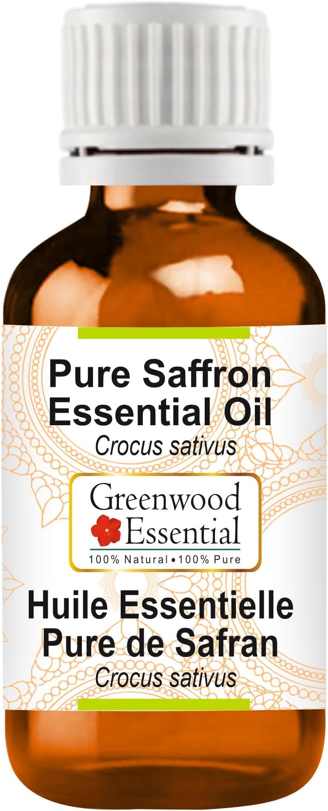 Greenwood Essential Saffron Essential Oil (Crocus sativus) Pure | Non-Sticky | Non-Greasy | Lightweight | Men & Women | All Skin Types | Steam Distilled 2ml (0.06 oz)
