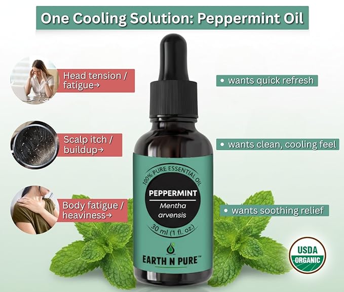 Earth N Pure Peppermint Essential Oil (Pudina Oil) Undiluted, Natural and Therapeutic Grade with Glass Dropper - 100 ml