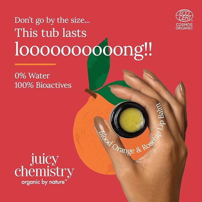 Juicy Chemistry Blood Orange & Rosehip Organic Lip Balm For PiGmented & Chapped Lips, 5 Gm