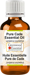 Greenwood Essential Cade Essential Oil (Juniperus oxycedrus) Pure | Non-Sticky | Non-Greasy | Lightweight | Men & Women | All Skin Types | Steam Distilled 10ml (0.33 oz)