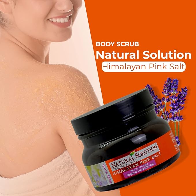 Natural Solution WBM Himalayan Salt Body Scrub with Organic Lavender Oil, Relaxing and Purifying Deep Cleansing – 12.3 oz, 10.6 Oz