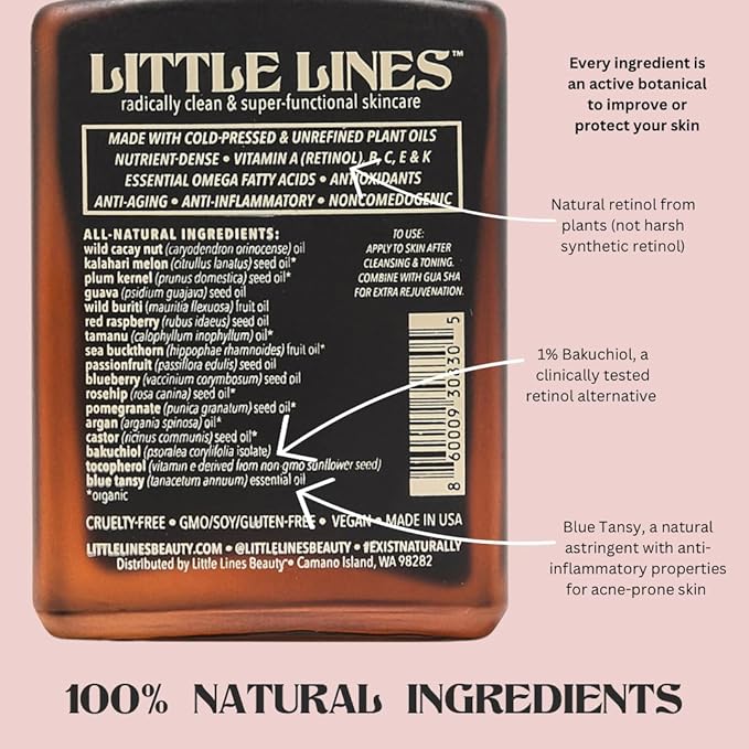 Botanical Bakuchiol Face Oil Serum | Holistic Retinol Alternative | Waterless blend of 17 botanicals | Anti-Aging Natural Skin Care For Fine Lines & Wrinkles | Hydrating & Brightening