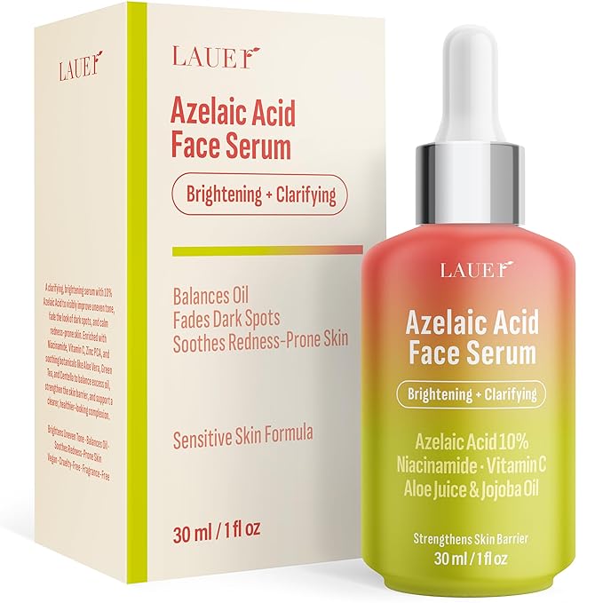 Azelaic Acid Face Serum 10% for Women – Brightening & Clarifying Facial Serum with Niacinamide, Vitamin C, Hyaluronic Acid & Jojoba Oil – Redness & Dark Spot Balancing, 1 fl oz