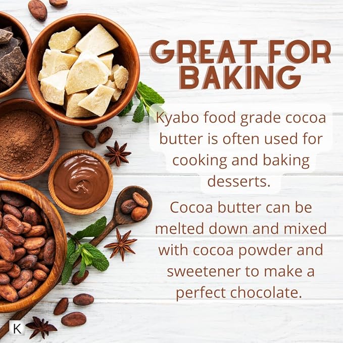 1lb Cocoa Butter Natural & Unrefined, Utilized for Stretch Marks, Lip Balms, Body Butter, Non-Deodorized- 100% Pure, Fresh 1lb Kyabo from Ghana lb)