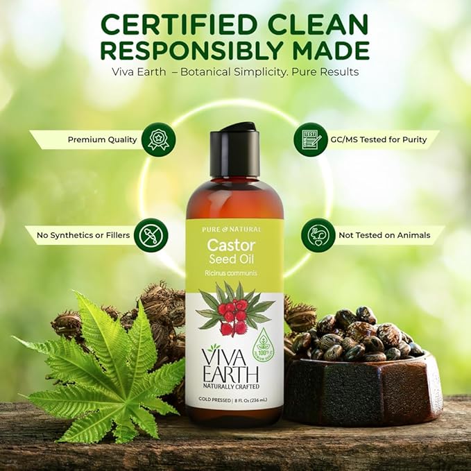 Castor Oil – 100% Pure and Natural Hexane Free Cold Pressed Castor Oil for Hair Growth, Skin Hydration, Scalp Care, Body Massage, and DIY Beauty Blends – 8 fl oz