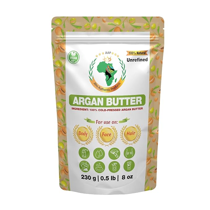 Authentic Raw Argan Butter | Butter | For DIY Face, Body, Hands | Unrefined | 100% Pure| Organic from Africa | Resealable Bag | 0.5 LB (230g)