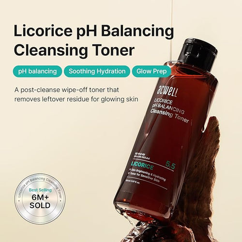 ACWELL Licorice pH 5.5 Balancing Korean Toner and Cleansing 5.07 fl.oz. - Alcohol-Free Hydrating Facial Astringent - Skin Clarifying & Hydration Boosting Toner