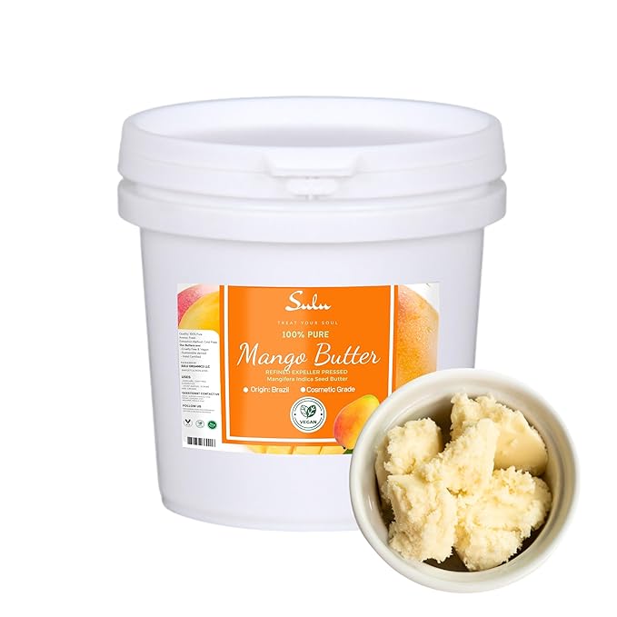 SULU ORGANICS 7 Lbs Refined Expeller Pressed Mango Butter- Cosmetic Grade-Cruelty Free-Vegan-Soap Making-Skin Care-Bulk Size