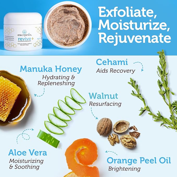 Manuka Honey Exfoliating Face Scrub – Gentle Microdermabrasion Face Exfoliator to Help Smooth, Soften & Balance with Moisturizing Organic Superfoods 4oz (Pack of 2)