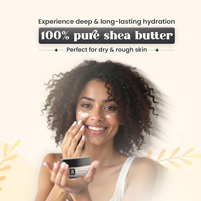Kaeme.com Eternal Non-Greasy Whipped Shea Body Butter For Face, Body, Hair-Made With 100% Organic Raw Unrefined Shea & Coconut Oil, Deep Hydration for Dry, Sensitive Skin, Eczema Relief-3.4oz/100g Jar