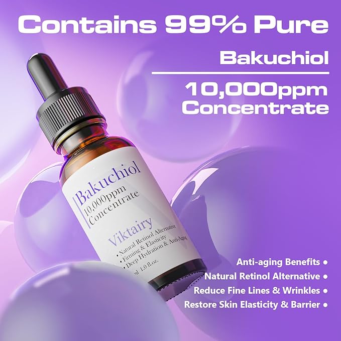 Bakuchiol Serum Concentrate, High-Potency Mix-In Bakuchiol Oil Serum, Gentle Retinol Alternative for Wrinkle Reduction, Hydrating & Firming Anti-Aging Skincare, Vegan Non-GMO, 30ml 10,000ppm