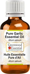 Greenwood Essential Garlic Essential Oil (Allium sativum) Pure | Non-Sticky | Non-Greasy | Lightweight | Men & Women | All Skin Types | Steam Distilled 50ml (1.69 oz)