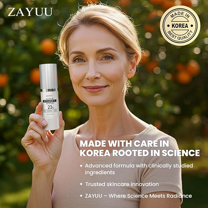 Super Korean Vitamin C Face Serum: Brightening & Hydrating Facial Serum with Hyaluronic Acid, Vitamin E & Ferulic Acid — Korean Skincare, Made in Korea (1 Fl Oz (Pack of 1))