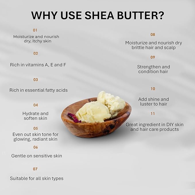 Unrefined Ivory Shea Butter - 1LB (16oz) Block, 100% Pure Raw Shea Butter