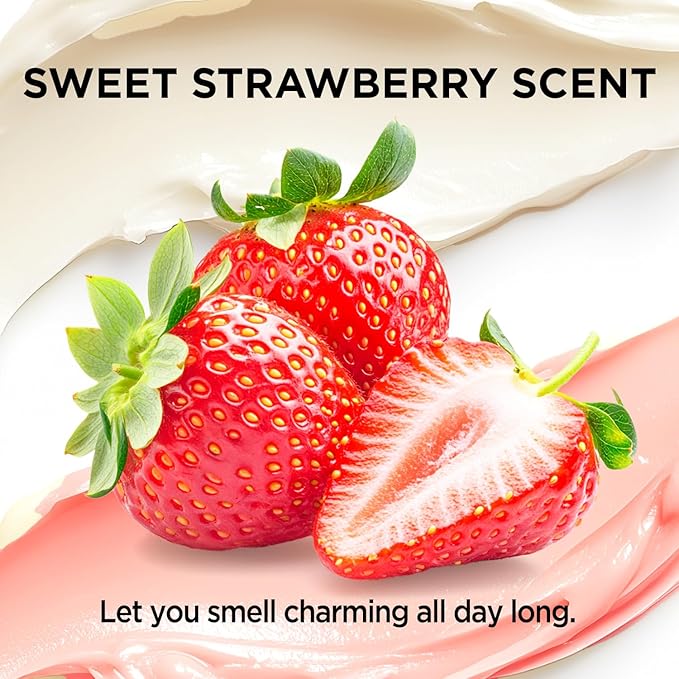 Strawberry Whipped Shea Body Butter, Natural Whipped Shea Butter for Women Dry Skin, Strawberry Scent Body Care, Gentle Hydration with Long Lasting Moisture 6.8 floz
