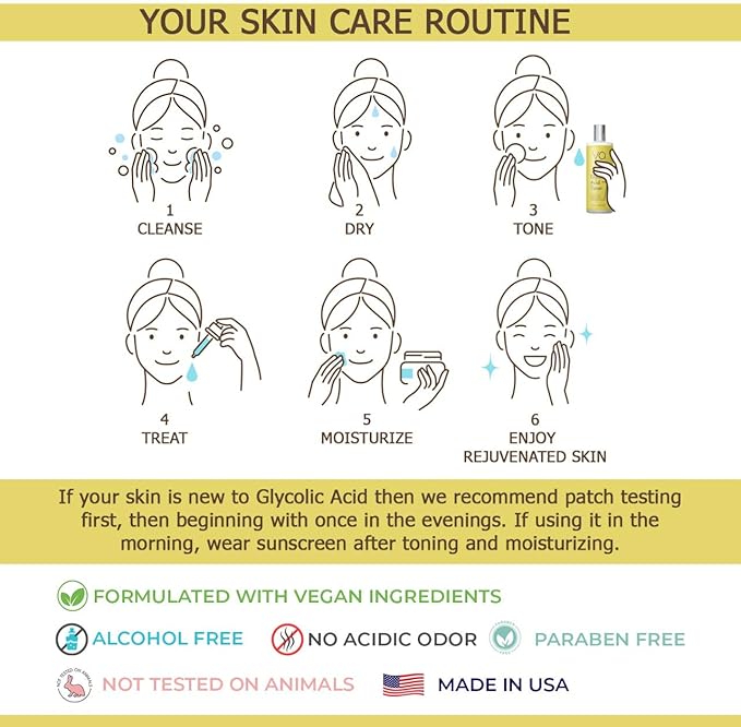 Glycolic Acid Toner for Face - Age Defying, Pore Minimizer for Face, Exfoliating Toner - with Aloe Vera, Cucumber, Hyaluronic Acid - AHA Toner - Alcohol Free Toner-for All Skin Types-By Vital Affair.