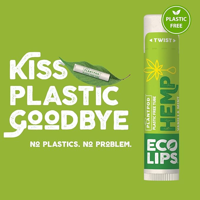 Eco Lips Organic Hemp Lip Balm with Beeswax, Coconut Oil, Vitamin E. Best Lip Balm to Soothe & Moisturize Dry, Chapped Lips (Vanilla Mint, 6-Pack) | Made in the USA