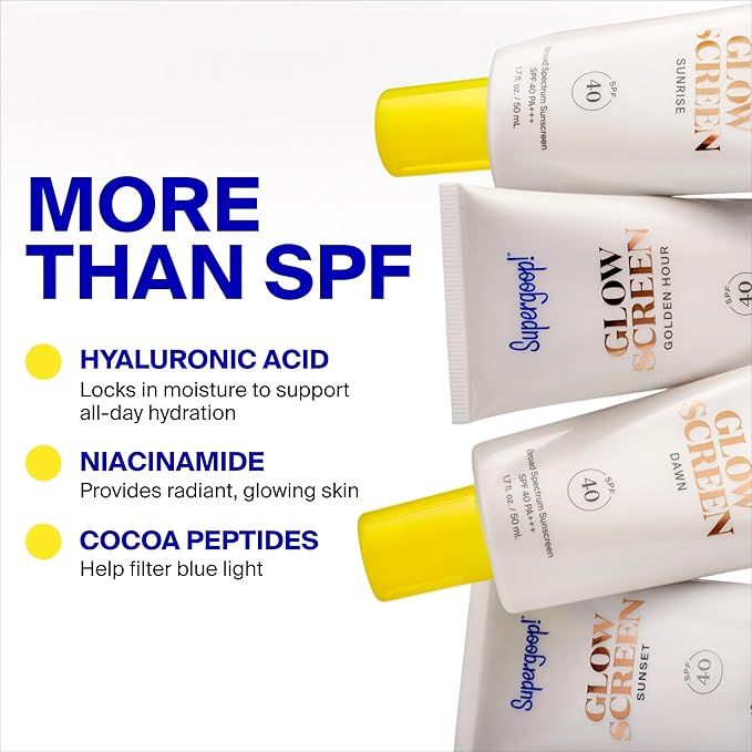 Supergoop! Glowscreen SPF 40, Dawn (Pink Pearl Glow) - 1.7 fl oz - Glowy Primer + Broad Spectrum Tinted Sunscreen - Helps Filter Blue Light - Hydration - Hyaluronic Acid & Vitamin B5