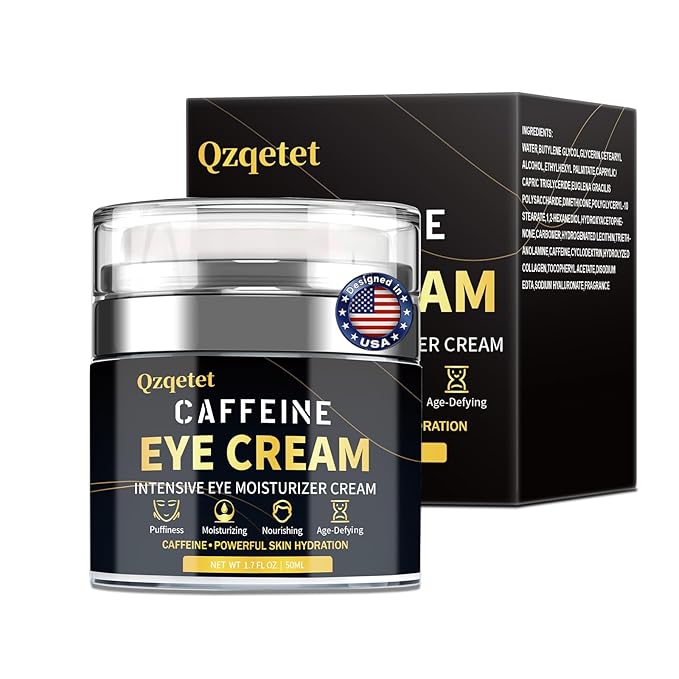 Caffeine Eye Cream, Under Cream for Puffiness and Bags Under Eyes Firming, Reduce Dark Circles Wrinkles Fine Lines - Anti Aging