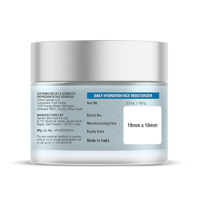 Botanic Hearth Daily Hydration Moisturizer With Hyaluronic Acid, Green Tea Extract | All Skin Type | 3.5 Fl Oz | 100 G