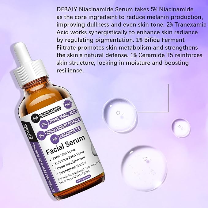 5% Niacinamide Facial Serum with Tranexamic Acid Enhance Even Tone & Strengthen Skin Barrier (4.06fl.oz/120ml)