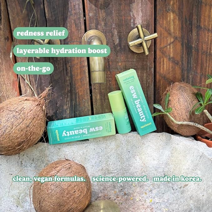 ESW Beauty Coconut Dreams Facial Mist - Hydrating Face Mist - Makeup Primer & Setting Spray - Unscented Face Toner for Sensitive Skin with Coconut Water, Cucumber & Aloe 3.4oz
