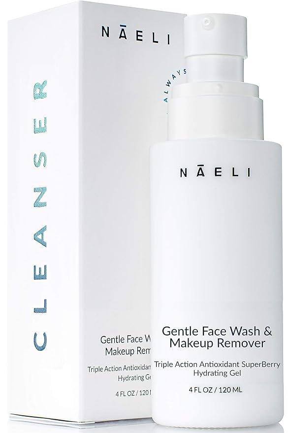 NAELI Gentle Face Cleanser - All Natural Anti Aging Vitamin C Face Wash for Sensitive & Dry Skin with Hyaluronic Acid & Antioxidants - Vegan & Cruelty Free, 4 oz