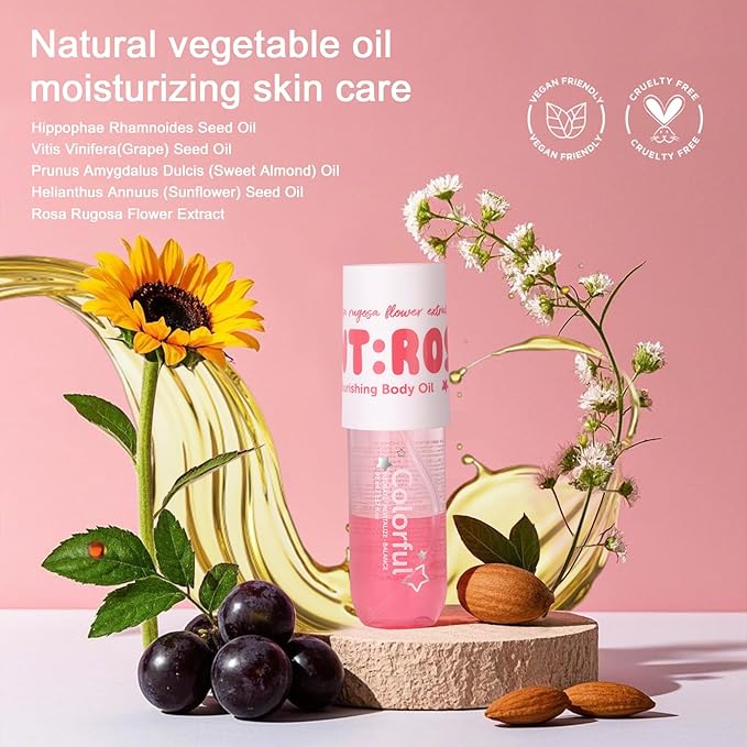 Nourishing Skin Essence Oil, Half Botanical Extracts, Locks Moisture, Smooths Dryness, Half Plant Essence Water, Deep Hydration, Firms Skin. Classic Rose Scent.