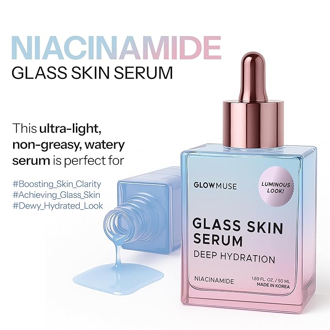 Niacinamide Face Serum – Dermatologist Tested, Anti-Aging, Korean Skin Care – Deep Hydration for Glass Skin, Calms Redness, Refines Pores – Clean Vegan Beauty – 1.69 Fl Oz
