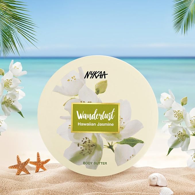 Nykaa Naturals Wanderlust Body Butter - Enriched with Shea, Cocoa Butter, and Almond Oil - Vegan, Cruelty-Free - Hawaiian Jasmine - Vegan - 6.7 oz