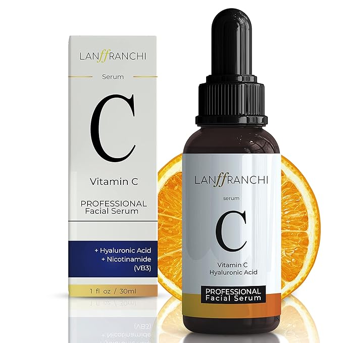 Vitamin C Face Serum with Hyaluronic Acid – Brightening & Anti-Aging Serum for Dark Spots, Acne Scars, Wrinkles & Fine Lines – Hydrating, Plant-Based, Fragrance-Free Skincare for All Skin Types (1 oz)