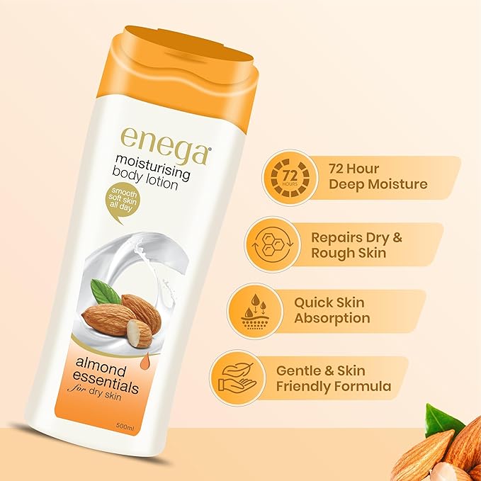 Almond Moisturising Body Lotion for Dry Skin 500 ML, (16.9 Ounce), Winter Essential Body Lotion, Almond Oil Skin Smooth and Deep Nourishing