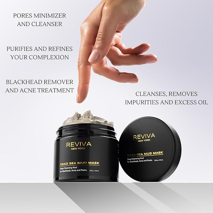 Dead Sea Mud Mask for Face and Body - Clay Mask for Blackhead Remover, Acne Treatment and Pore Minimizer - Organic Mask for Men & Women - Deep Cleansing Recovery for Skincare