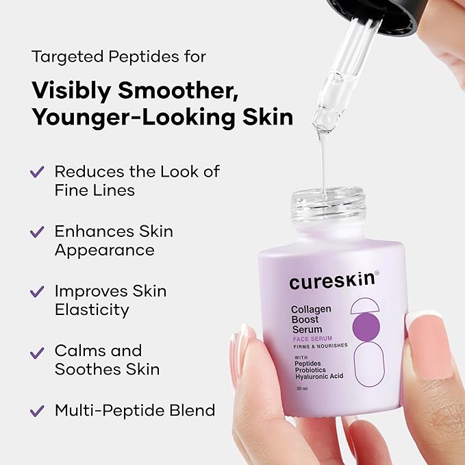 Cureskin Anti-Wrinkle & Anti-Aging Face Serum with Peptides & Hyaluronic Acid | Reduces Fine Lines & Expression Lines | Improves Skin Firmness & Smoothness | 20ml