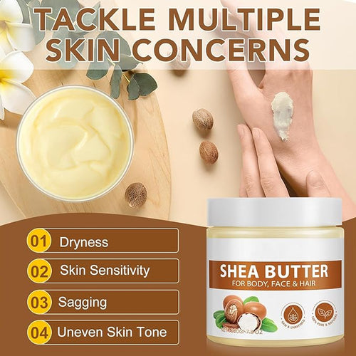 African Raw Shea Butter, Pure Unrefined Shea Butter Cream for Skin & Hair, Deep Moisturizer & Helps Protect Dry Skin(1 Pack)