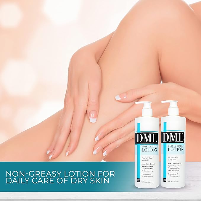 DML Moisturizing Lotion- Hydrating Hand and Body Moisturizer / Hypoallergenic Body Lotion for Dry and Cracked Skin / Gentle, Unscented Moisturizing Lotion Great for Men and Women / 16 oz (Pack of 2)